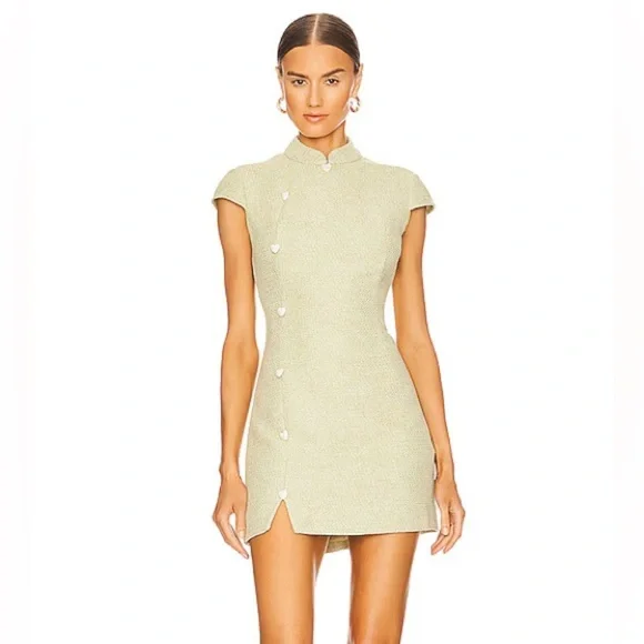 Sau Lee Natasha Tweed Mini Dress in Pistachio - Picture 1 of 6